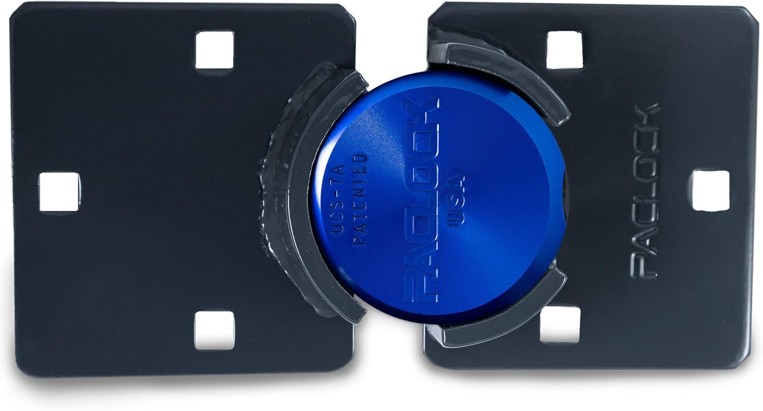 PACLOCK's UCS-7A/770 Hasp and Puck Combo Kit, High Performance 6-Pin Cylinder, Keyed Differently, Blue Anod. Alum. Puck, Double Coated Grey Hasp