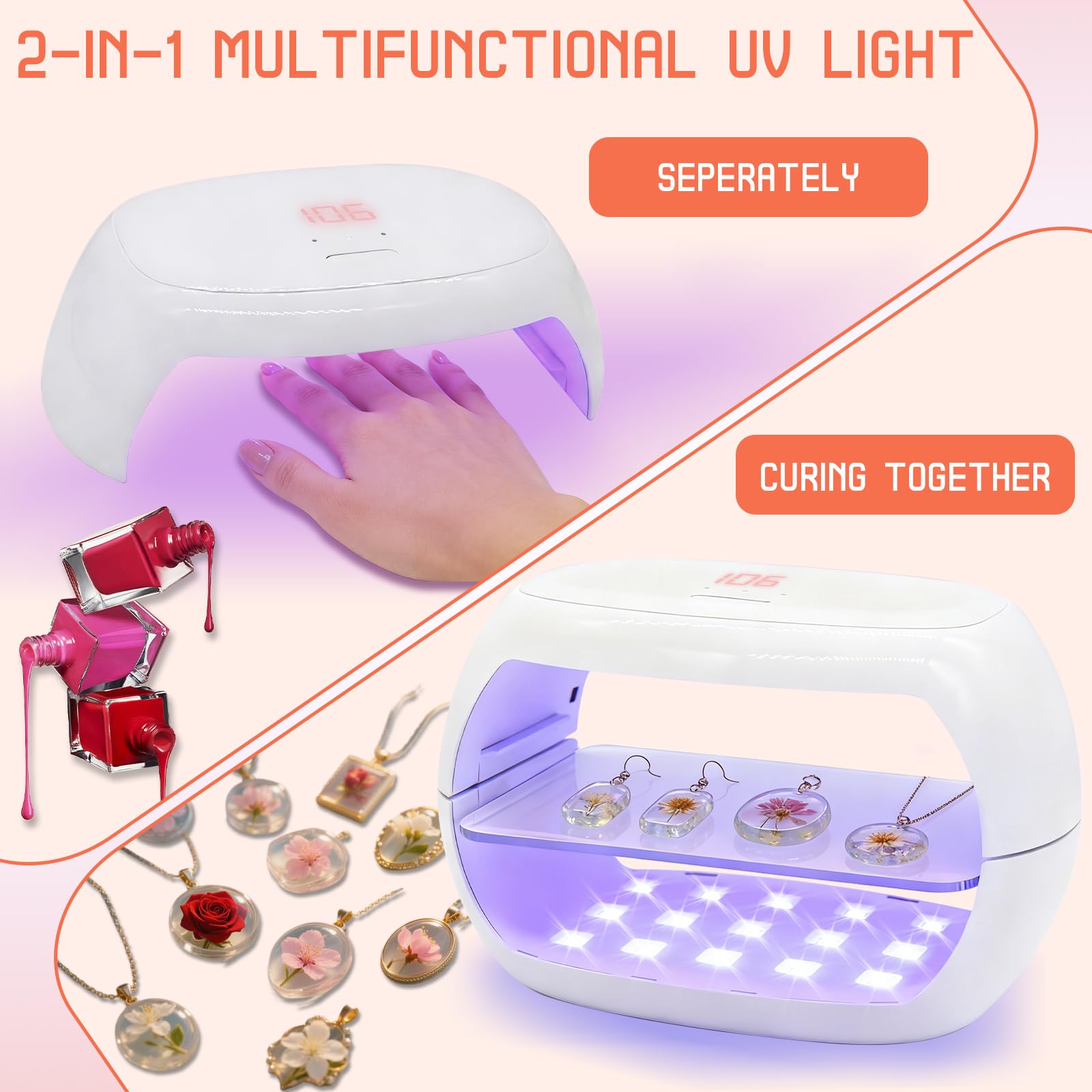 Lampe à Résines UV Double Face Lumière,36 W Lampe à Résine UV à Durcissement Rapide pour le Durcissement de la Résine,Avec affichage LED pour le Bricolage,Résines,Fabrication de Bijoux