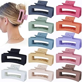 12 Pcs Medium Hair Clips, 3.5 Inch, Colorful - Hair Clips for Thick and Thin Hair, Square Claw Clips, Jaw Clips, Bulk Hair Accessories for Women and Girls