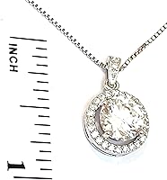 PierreLorren 2.2 Carat Lab Created Diamond Solitaire Pendant Necklace - Sterling Silver 925 Platinum Plated Handmade Bridal Jewelry for Women