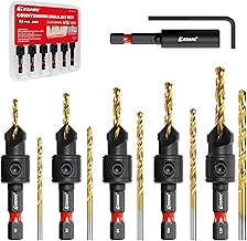 EZARC Drill Bit for Woodworking High Speed Tool Steel 12 pcs 1/4" Hexagonal Shaft Drill Bit Set of 5 Drill Bits with Wrench