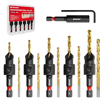 EZARC Countersunk Bits for Woodworking, 12 pcs, 0.18, 0.16, 0.18, 0.22