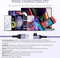 Vista 7 de Cable USB tipo C de 6 pies, 3 unidades de cable de carga rápida en ángulo recto, cable de carga USB C de 3.1 A para iPhone 17 16 15 Samsung Galaxy