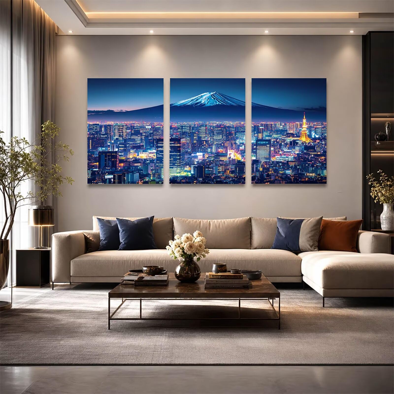 3-pak Mount Fuji diamentowe zestawy artystyczne dla dorosłych, Tokyo Night View Diamond Painting, kryształowe zestawy artystyczne dla dorosłych, malowanie według numerów, 40 x 60 cm x 3, stras, haft