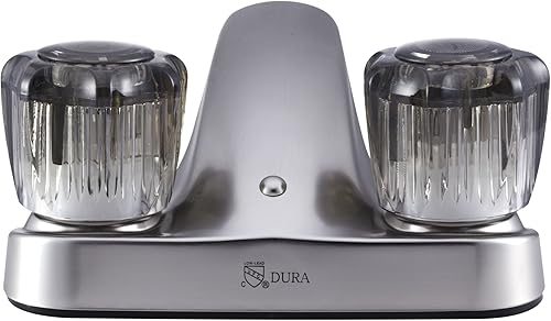 Miniatura 13 de Dura Faucet llave de lavabo de dos manijas, para baño de cámper, motorhomes, tráiler, Blanco Blanco,Níquel satín cepillado