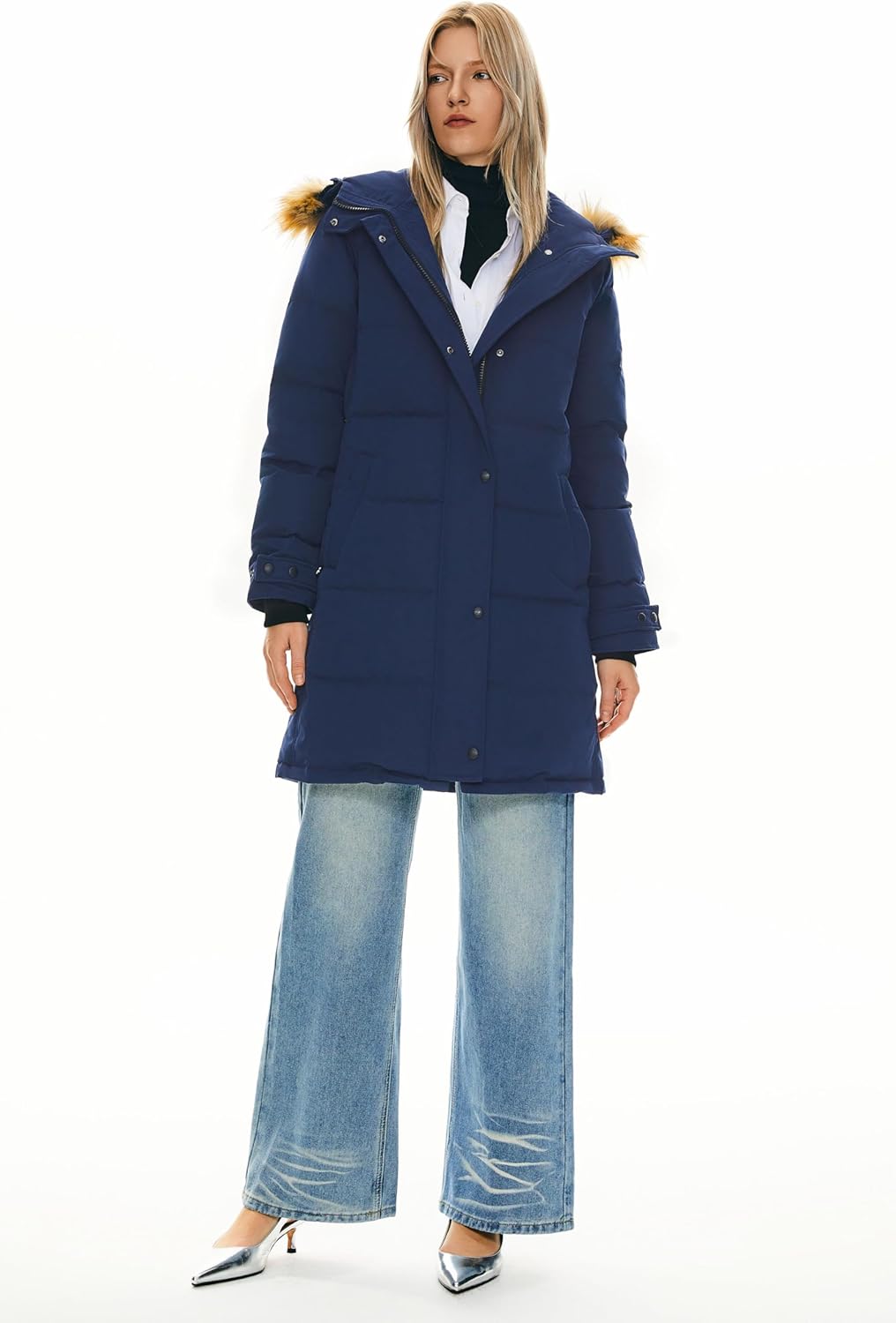 Orolay Women's Thickened Down Coat Long Puffer Jacket with Adjustable Hood Quilted Warm Winter Parka - Image 7