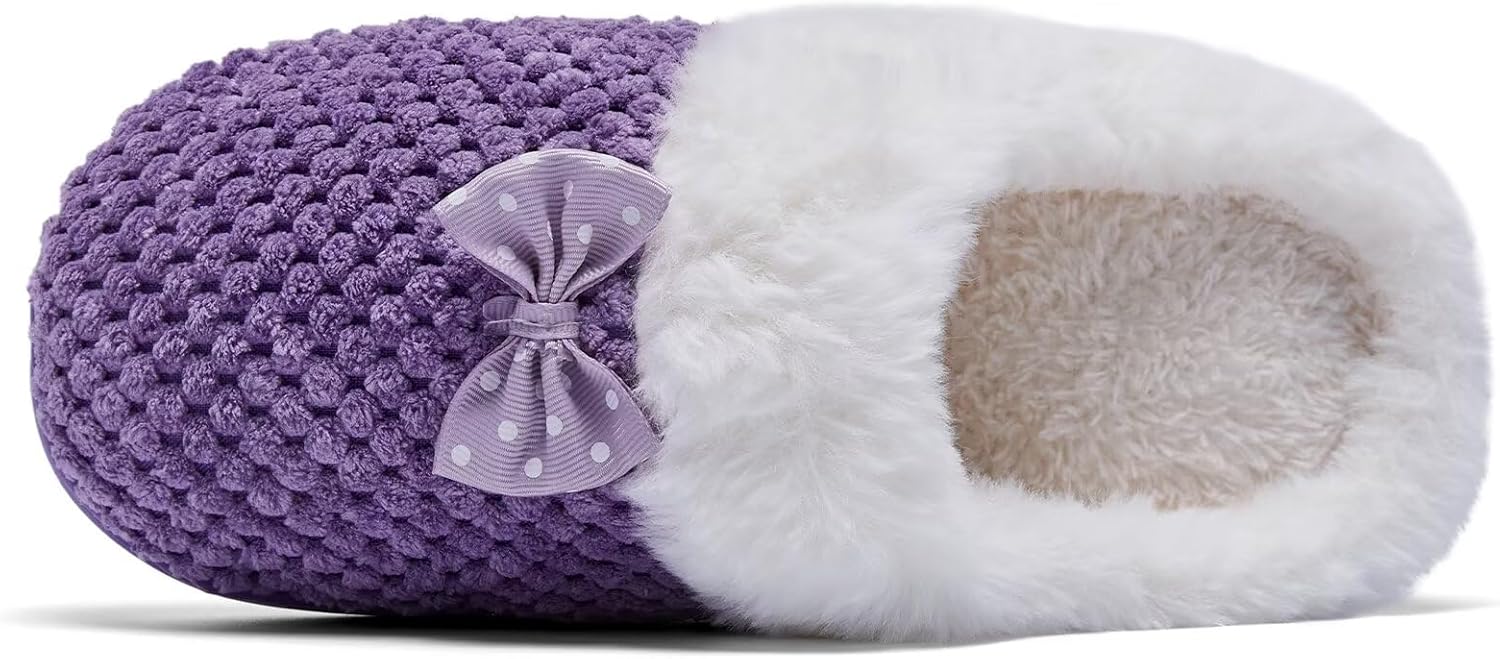 Kids Toddler Girls Slippers Memory Foam Comfort Wool-Like Plush Fleece Lined Winter House Shoes for Indoor - Image 4