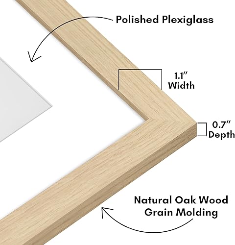 Miniatura 3 de Americanflat Portarretratos de 20 x 24 pulgadas en roble natural, se puede utilizar como portarretratos de 16 x 20 pulgadas con paspartú o marco de