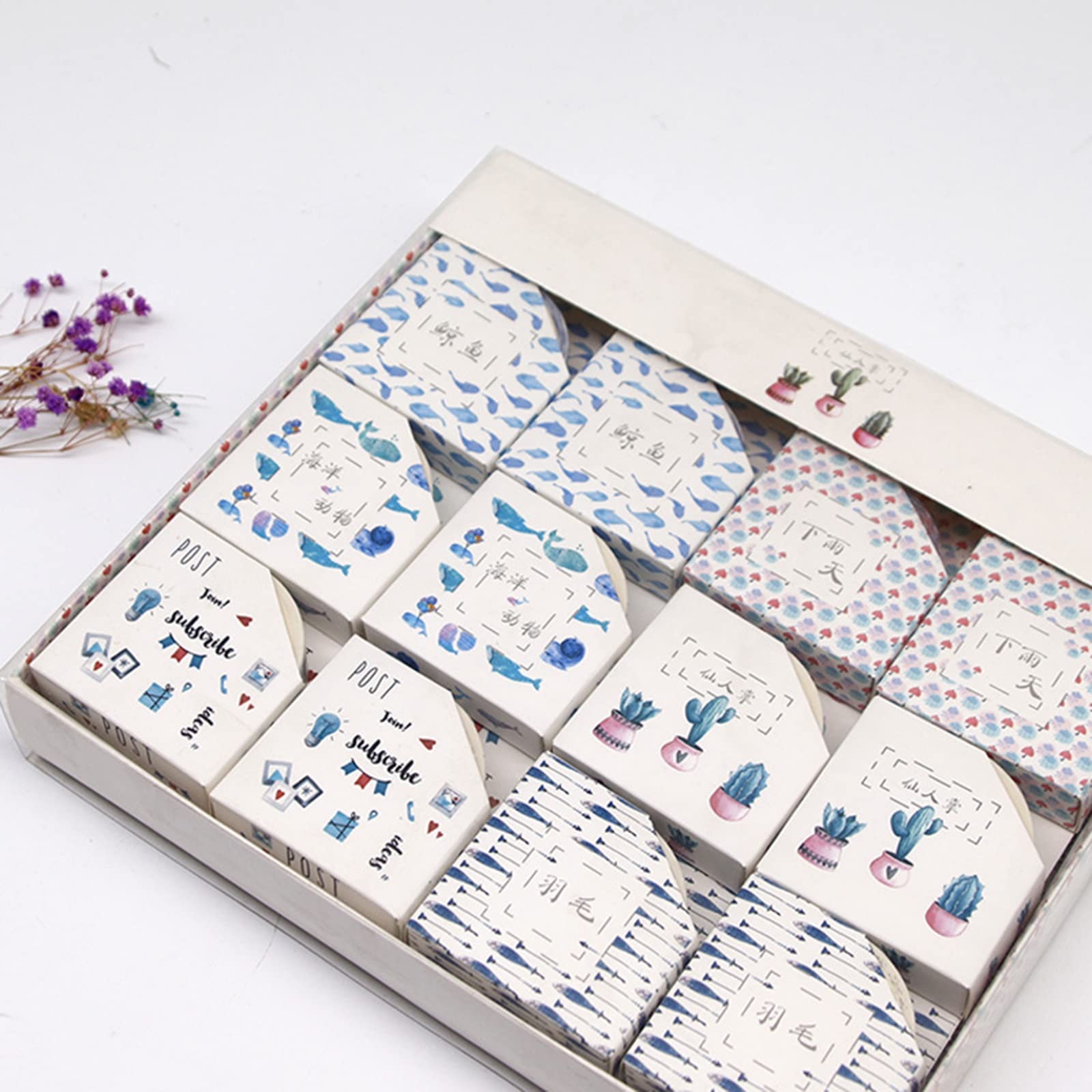 Washi Tape, 48 Rollos De Cinta Adhesiva Decorativa Washi Tape, Diseño De Flores, Cinta Decorativa para Manualidades, para Álbumes De Recortes, Envolver Regalos, Bricolaje,O