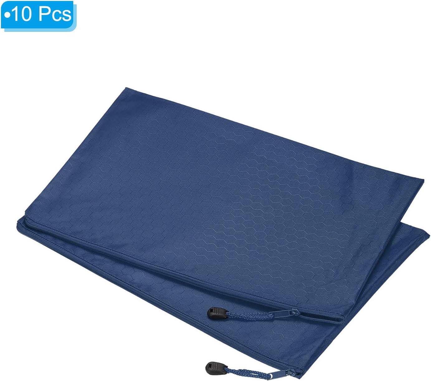 PATIKIL Waterproof Zipper File Bags, 10 Pack A4 Document Holders Pencil Pouch for Office, Navy Blue