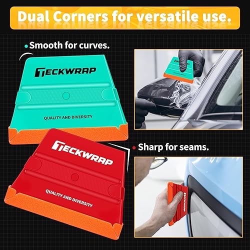 Vista 69 de Teckwrap - Escobilla de goma, fieltro y plástico de 4 pulgadas para calcomanías de vinilo para automóviles, herramienta de aplicación 1pcs Azul