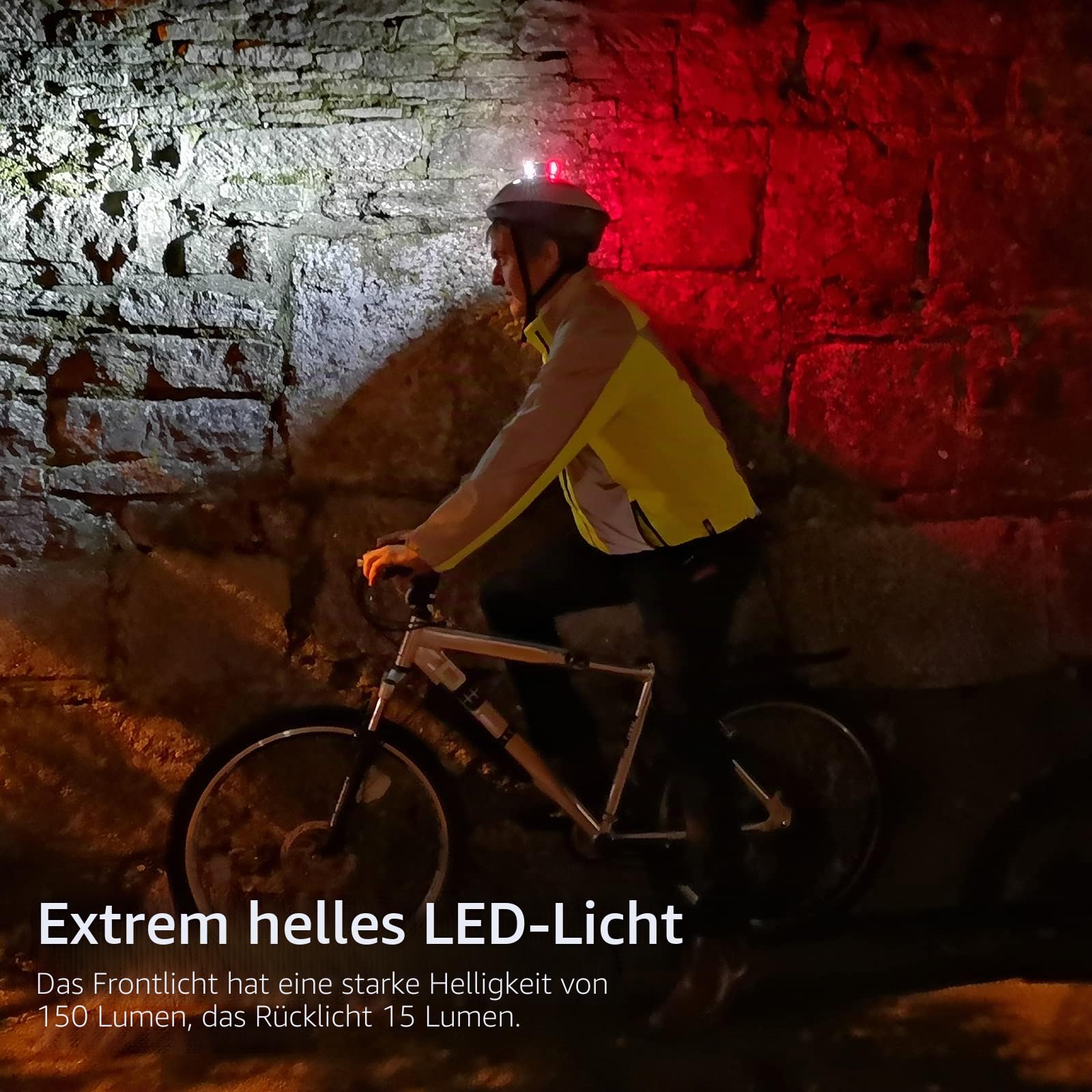Licht, wiederaufladbar über USB, Dual-Front- und Heck-Licht, IPX3, wasserdicht, tragbare Taschenlampe für alle Rennradfahrer