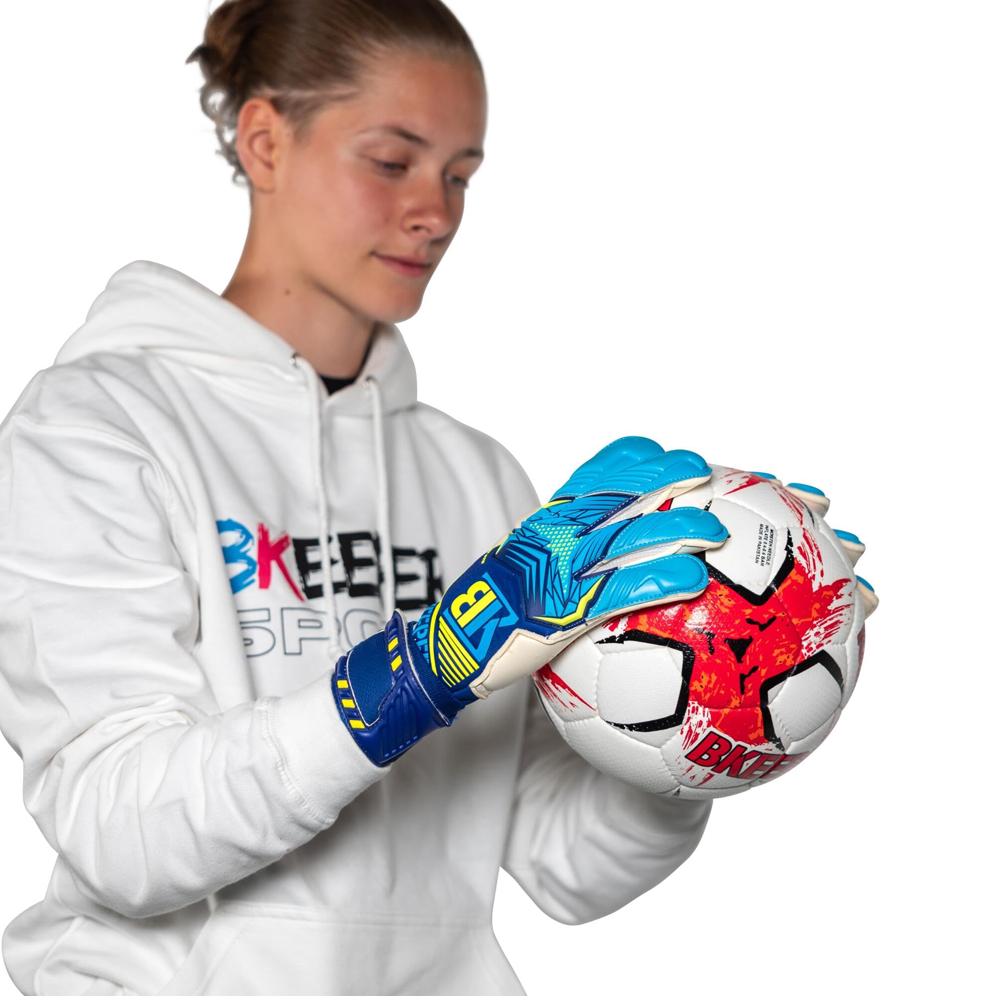 Gants de Gardien ANZAR #25, Bleu, Coupe Hybride, pour Adultes, Mousse Professional Next