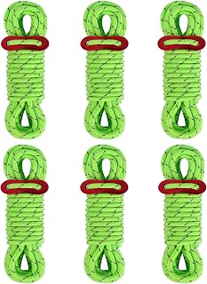 CONBOLA 6 Pack 5 mm Guy Lines Ultralight Tent Cords with Aluminum Adjuster Tensioner Outdoor Camping Guylines Ropes for Tent Tarp, Canopy Shelter, Climbing, Hiking Backpacking Gear