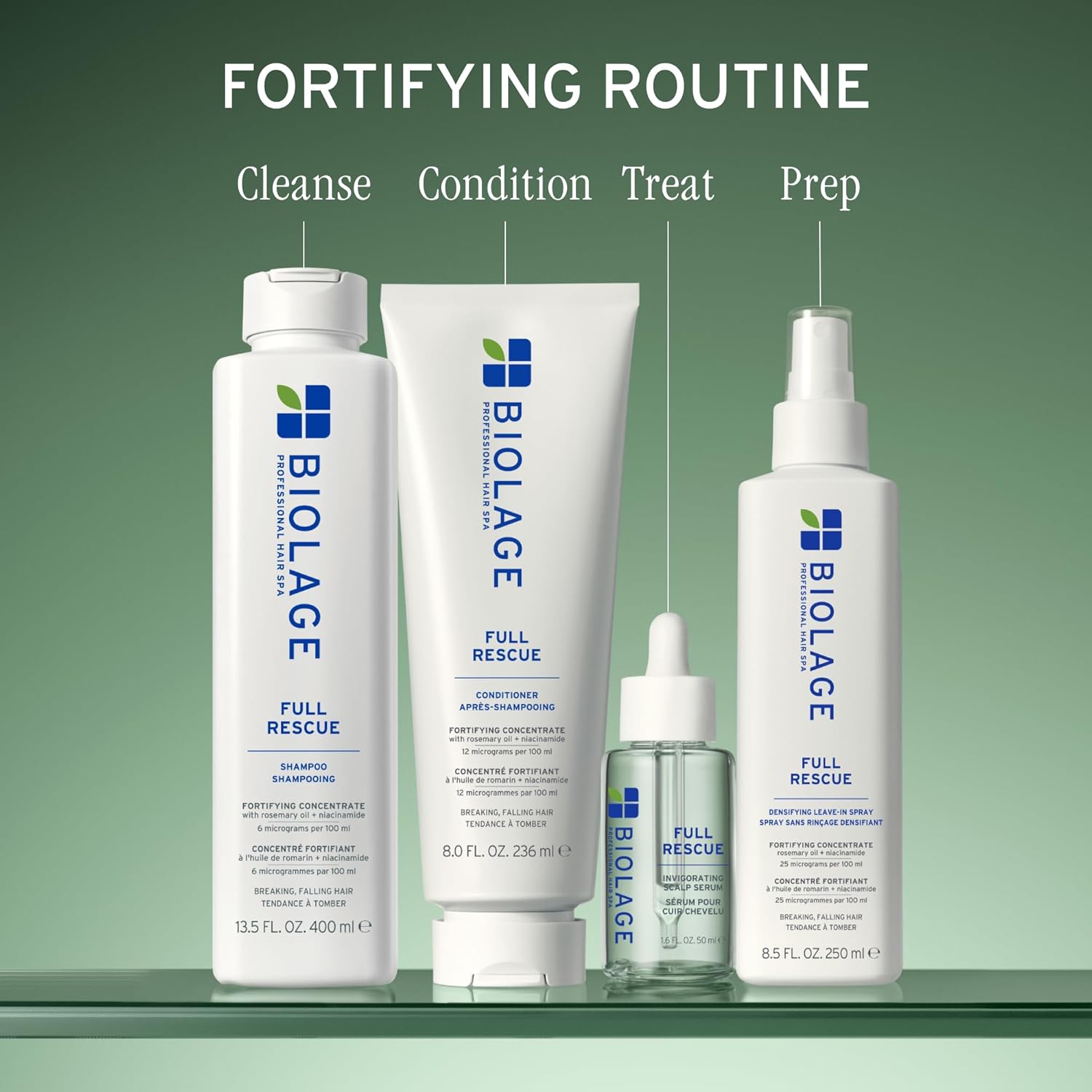 Biolage Full Rescue Shampoo - Fortifies & Strengthens for Stronger Hair, Longer Lengths in 4 weeks*, Instantly Fuller-Looking Hair, Rosemary Oil & Niacinamide, Vegan & Cruelty-Free