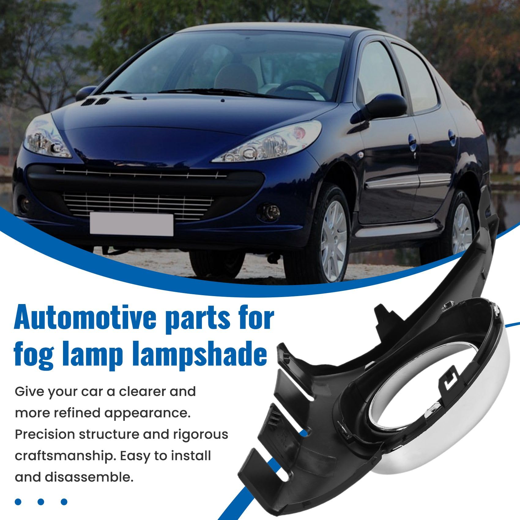 Cache de phare antibrouillard droit chromé pour phare antibrouillard pour 207 Sport 2006-2009