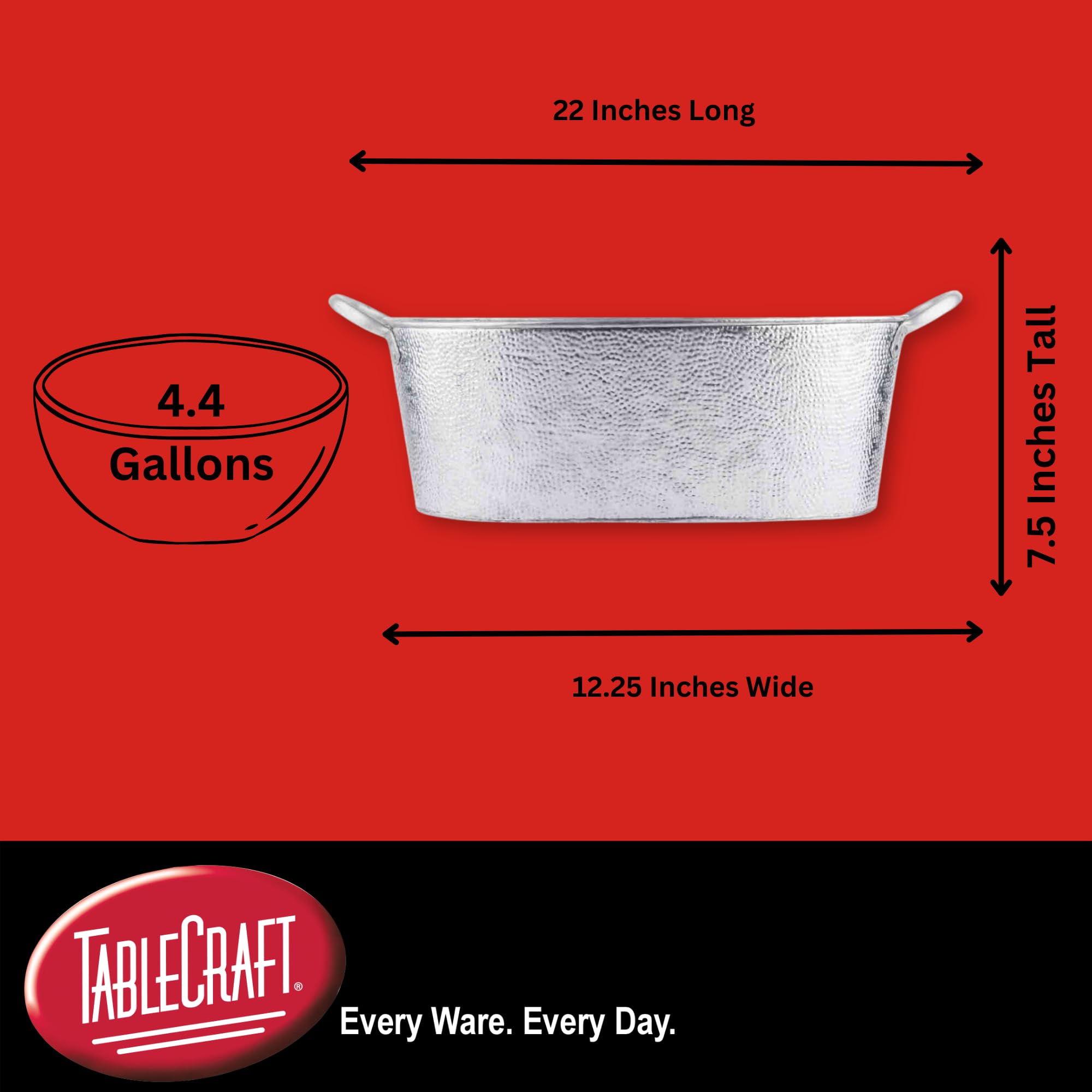 Galvanized Collection - Bañera ovalada para bebidas, 22.8 x 12.5 x 7.4 pulgadas 2