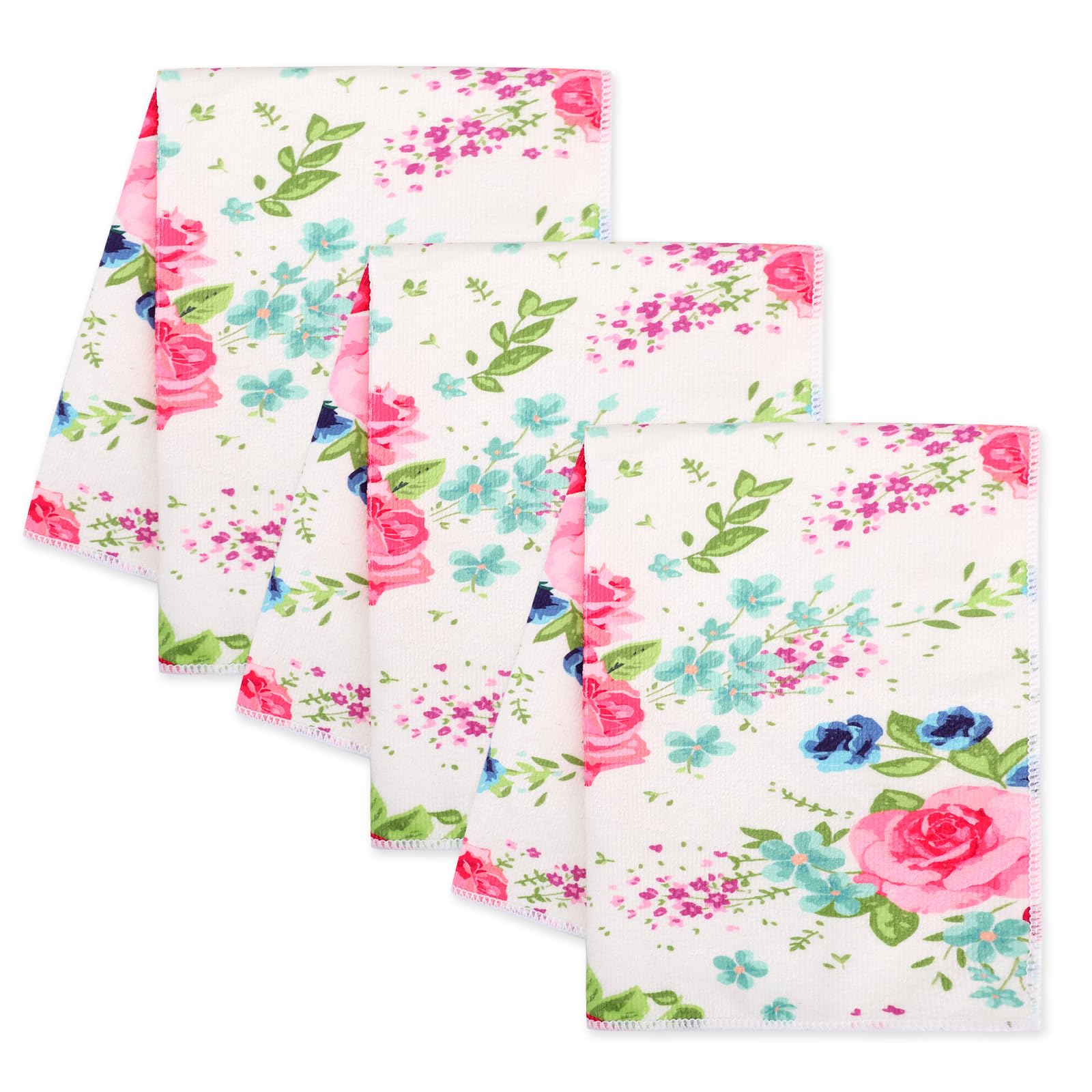 Set 3 Strofinacci Da Cucina In Microfibra - 40x55 Cm | Assorbenti E Decorativi (Design Fiore) - Foto 7