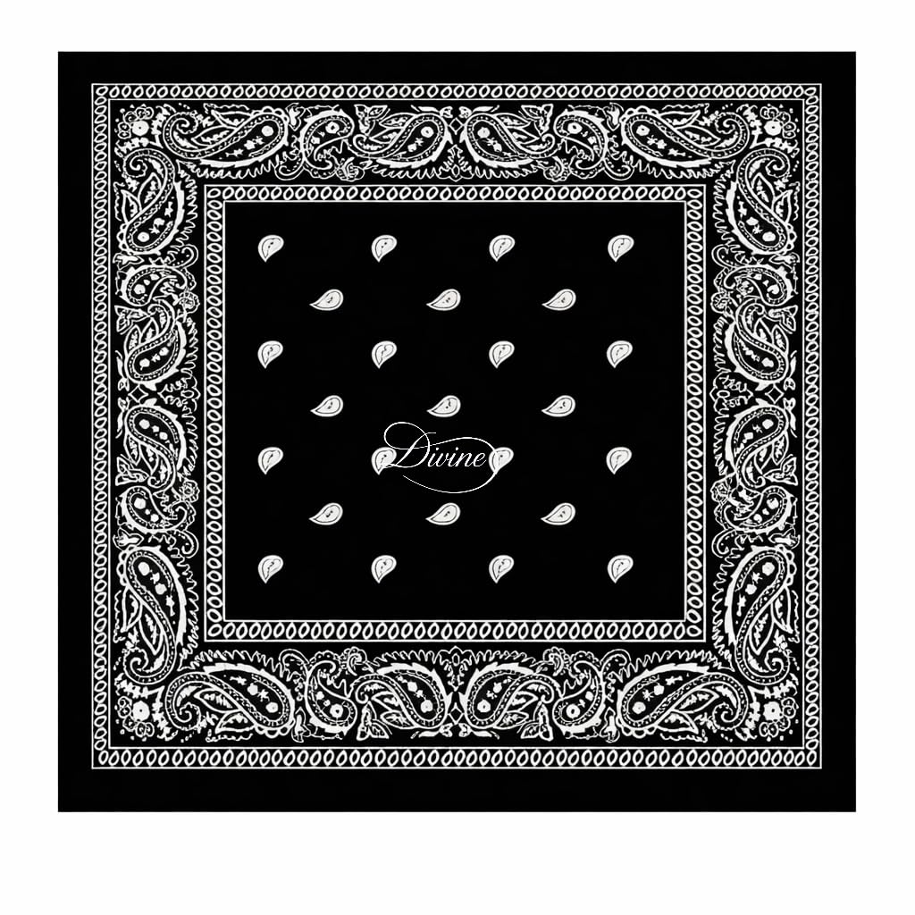 Cotton Paisley Bandana for Men & Women – Printed Headband Scarf, Wristband, Face Cover, Cowboy Style Neckerchief Head Wrap for Outdoor Use-image-23