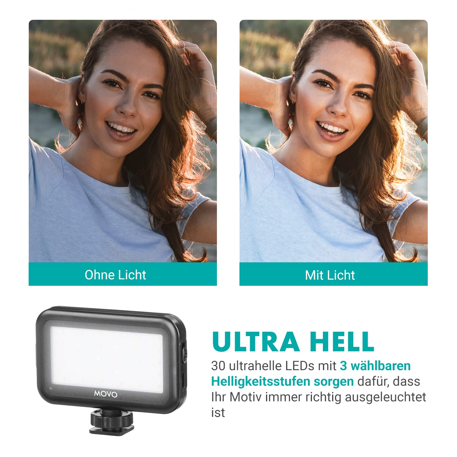 Movo iVlogger Vlogging-Kit für das iPhone - Lightning-kompatibles Video Vlogging Set - Zubehör: Handy Stativ, Handyhalterung, LED-Licht und Richtmikrofon - YouTube Starter Set oder iPhone Vlogging