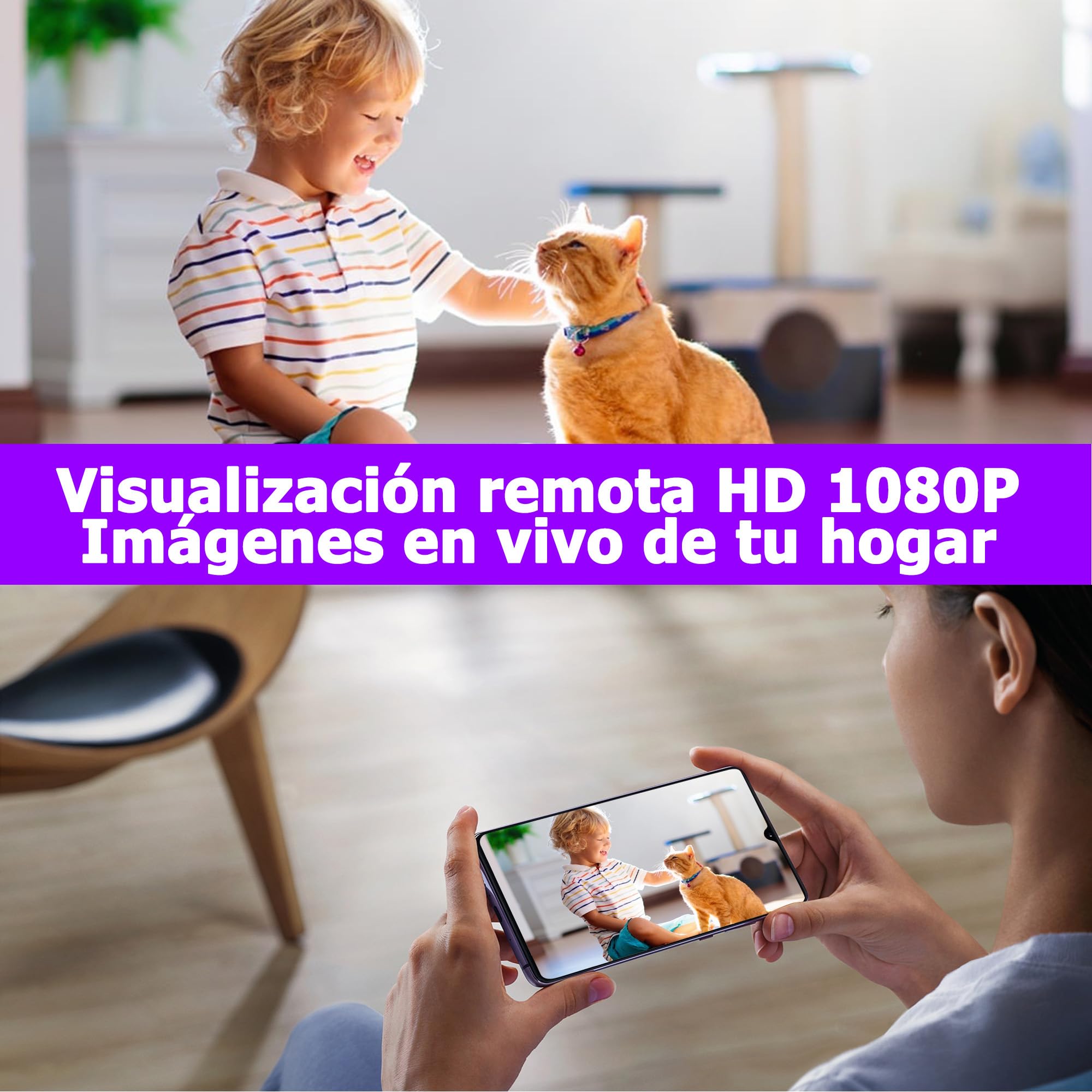 1080P Mini Camara Espia Oculta vigilancia WiFi Interior - Black | HD 1080P,detección de movimiento,solo Wi-Fi 2,4G,seguridad interior,control por app,visión en vivo remota,vigilancia