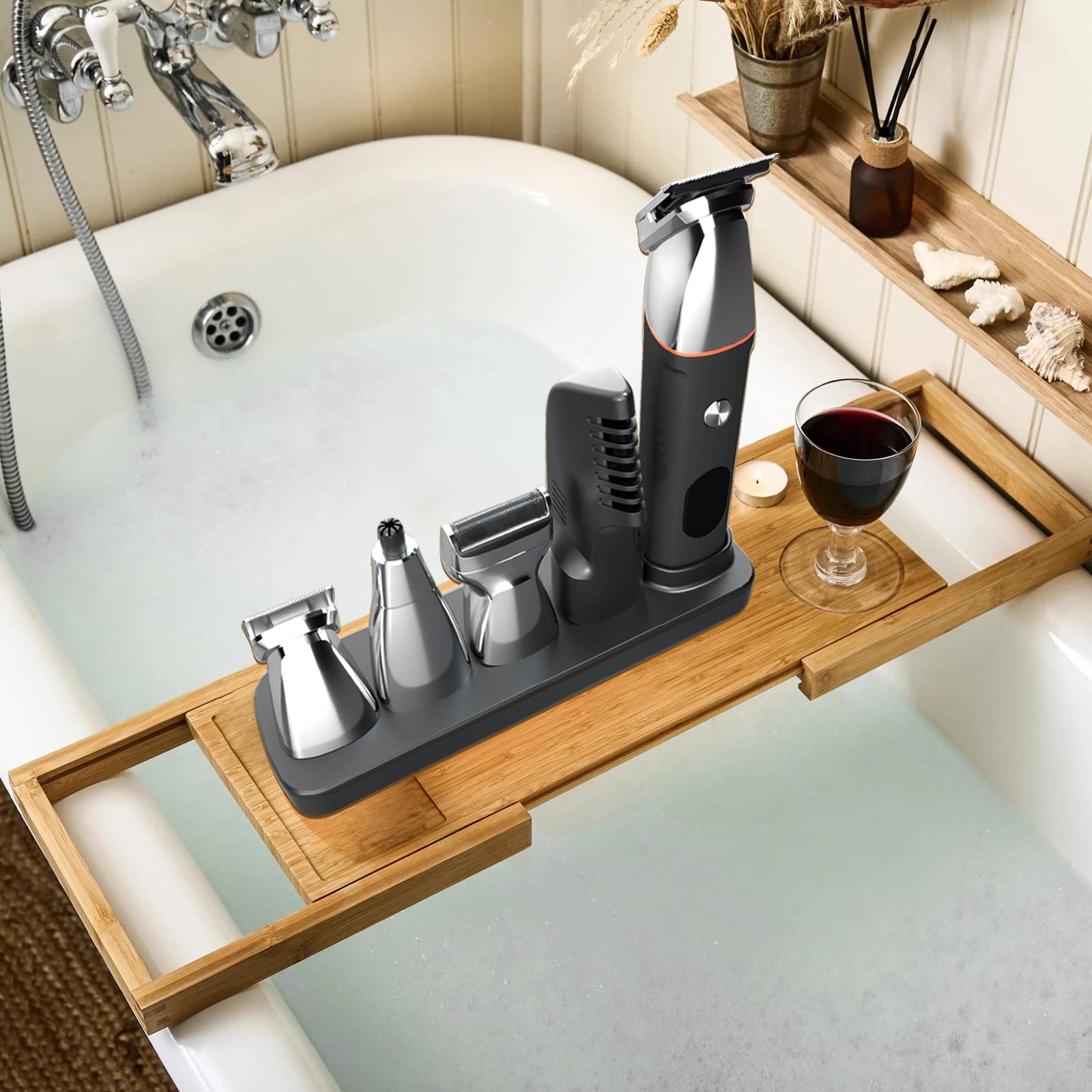 Regolabarba da uomo tutto in uno, rasoio di precisione per baffi e naso, kit 5 in 1, ricaricabile tramite USB e testine di ricambio magnetiche impermeabili