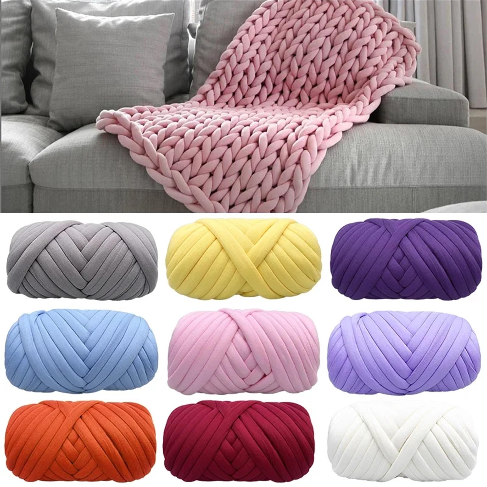 Hilo de Grueso 500 g/set súper grueso suave lana Gaint hilo for invierno sombrero muñecas guante manta DIY Para coser(Light Yellow)