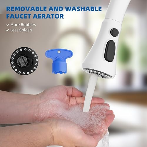 Miniatura 3 de Cabezal rociador desplegable para grifo de cocina, boquilla rociadora de fregadero de cocina de 3 funciones con 10 adaptadores, repuesto de cabezal