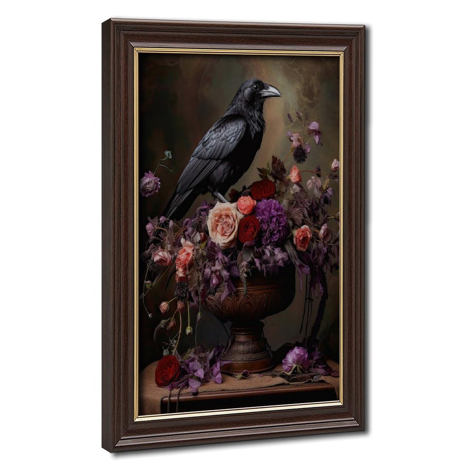 Bareronor Vintage Moody Raven Canvas Poster Bedroom Decor Landscape Office Room Decor Gift 24" L X 36" W