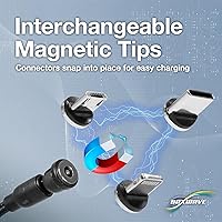 Vista 2 de BoxWave Cable compatible con Samsung Galaxy S22 Ultra 5G - MagnetoSnap AllCharge, cable de carga magnético USB tipo C Micro USB para Samsung Galaxy