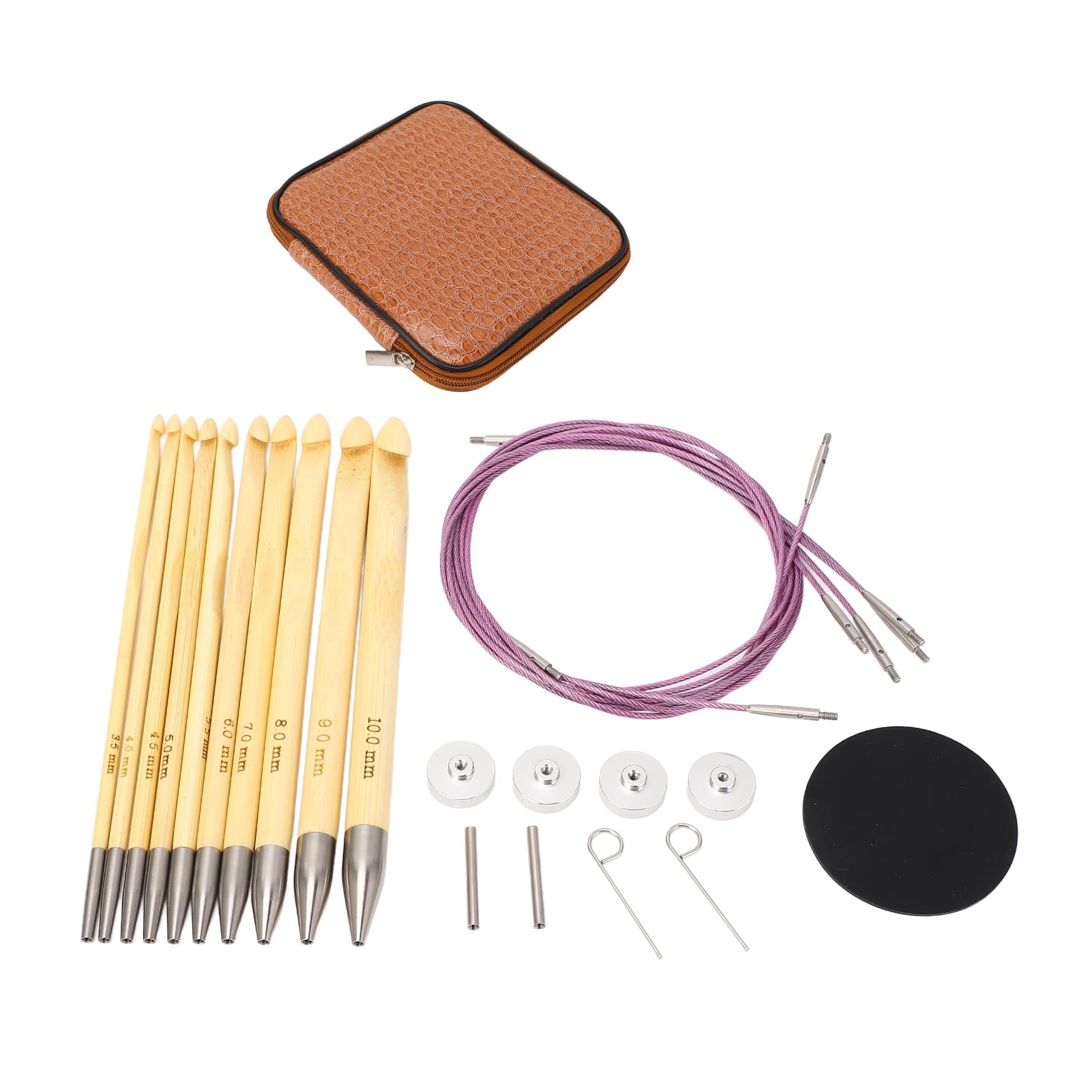 10Pcs Interchangeable Tunisian Crochet Hook Set, Bamboo Knitting Needles Afghan Tunisian Crochet Hooks Weaving Tools for Handicraft LoversCrochet Hooks