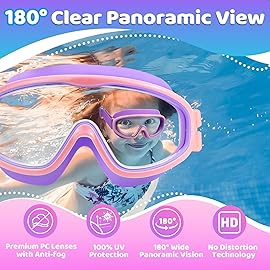 Vvinca Kids Goggles with Comfort Fabric Strap, Kids Swim Goggles Wide View Anti-Fog/UV No Leaking Swimming Goggles for 3-14