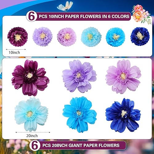 Miniatura 8 de Crowye Flores de papel de seda grandes y coloridas de 20 pulgadas, hechas a mano, flores de papel gigantes para fiesta mexicana, boda, cumpleaños,