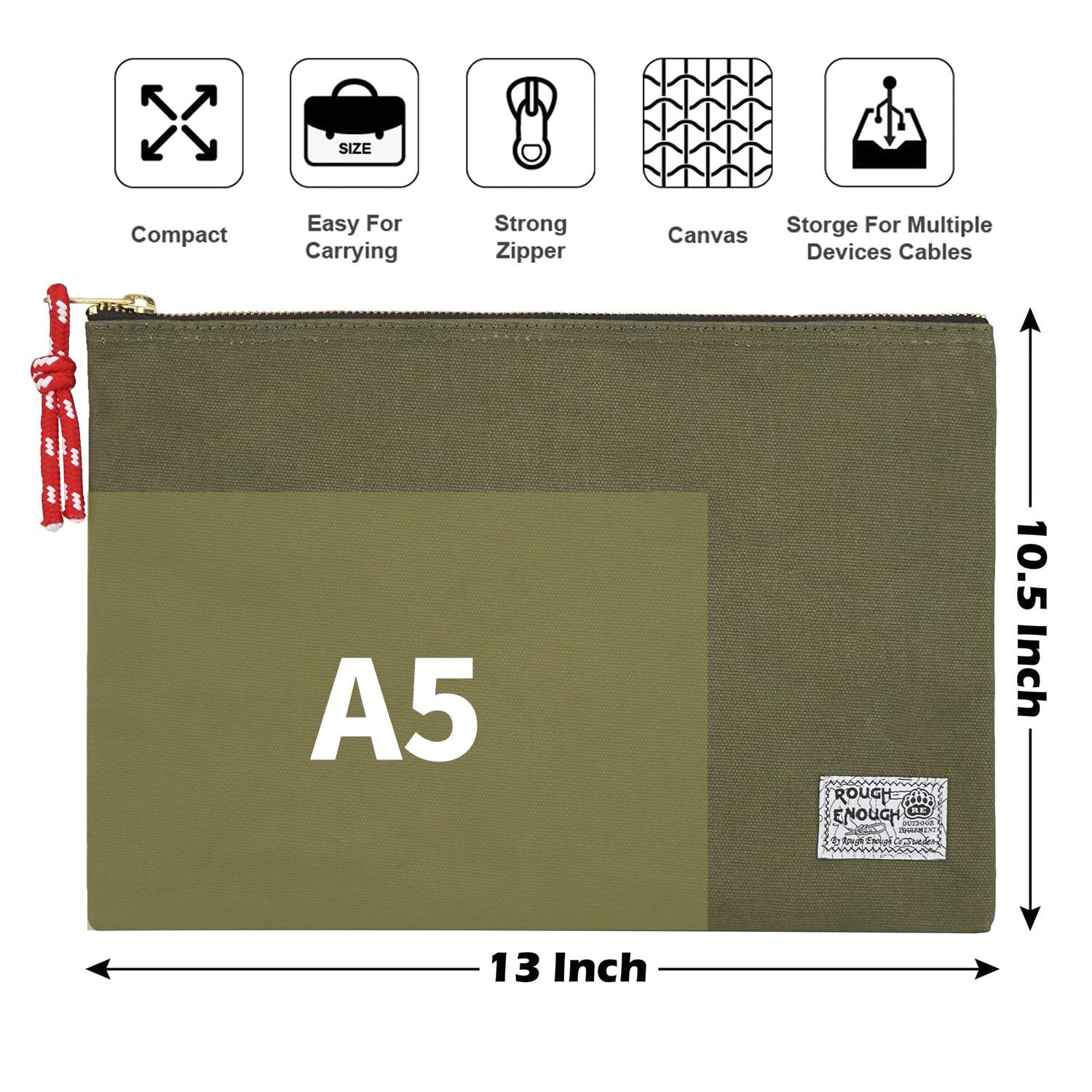 Rough Enough Leinwand Dokumententasche Dokument Aktenordner Taschen Ordner Bag Speichertasche Werkzeugbeutel Aufbewahrungstasche Multicase Datei Inhaber für Büro Schule Studenten Damen Herren