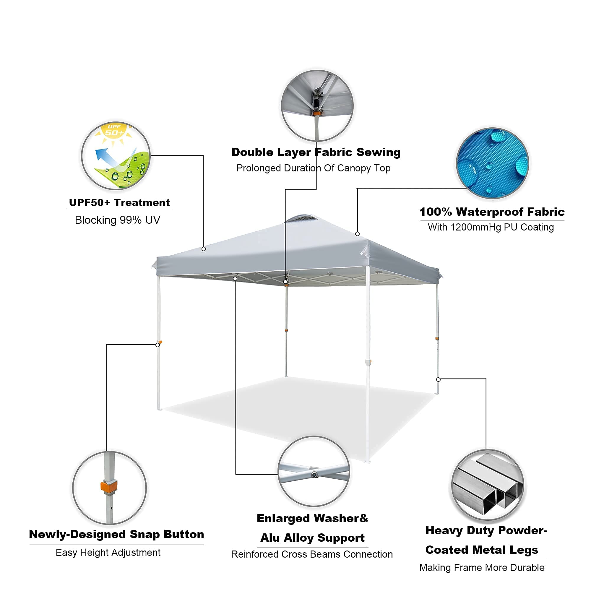 SUNNIMAX 10x10 Pop Up Canopy Tent, Portable Folding Instant Gazebo
