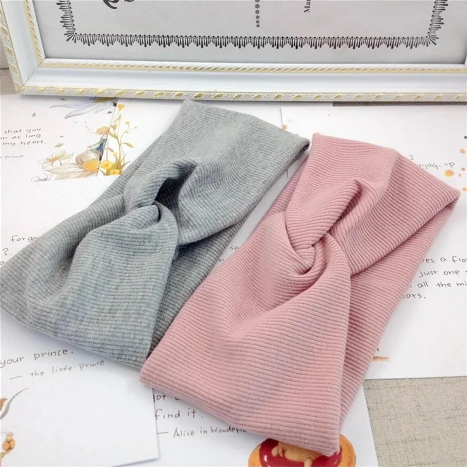 Winter-Haarband 3 stücke Frauen Mädchen Einfarbig Haar Bands Gestrickte Baumwolle Stirnbänder Kreuz Turban Verband Bandanas Haarbänder Haar Zubehör Zur Dekoration(Light pink)