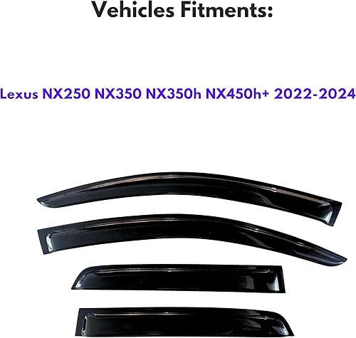 Miniatura 492 de KPY Moldura deflectora de viento con protección contra la lluvia compatible con Mazda CX-3 2016-2021 (CX3), 4 unidades, para ventana lateral