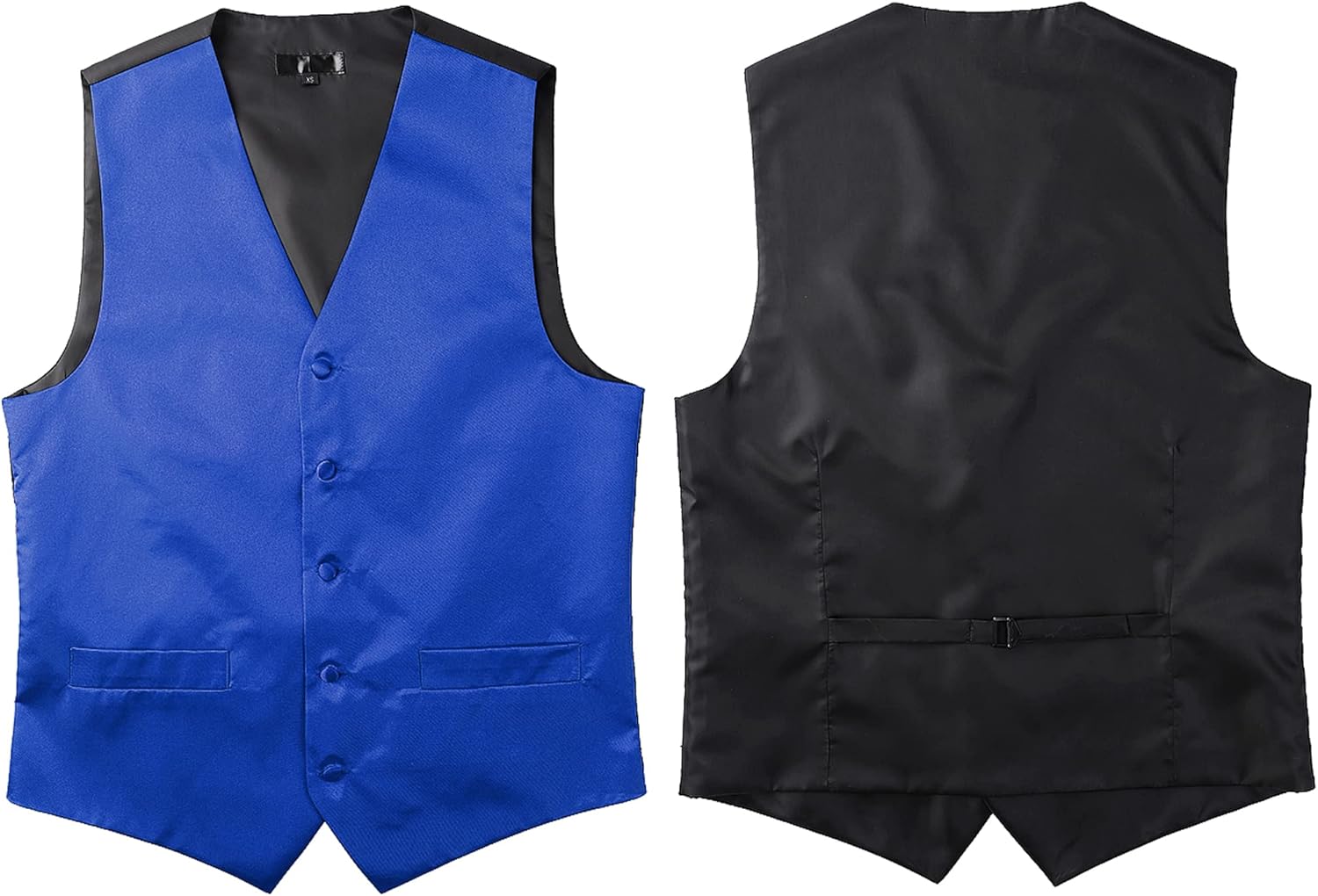 ZEROYAA Men's Solid 4pc Shiny Satin Vest Necktie Bowtie Pocket Square Set for Suit or Tuxedo