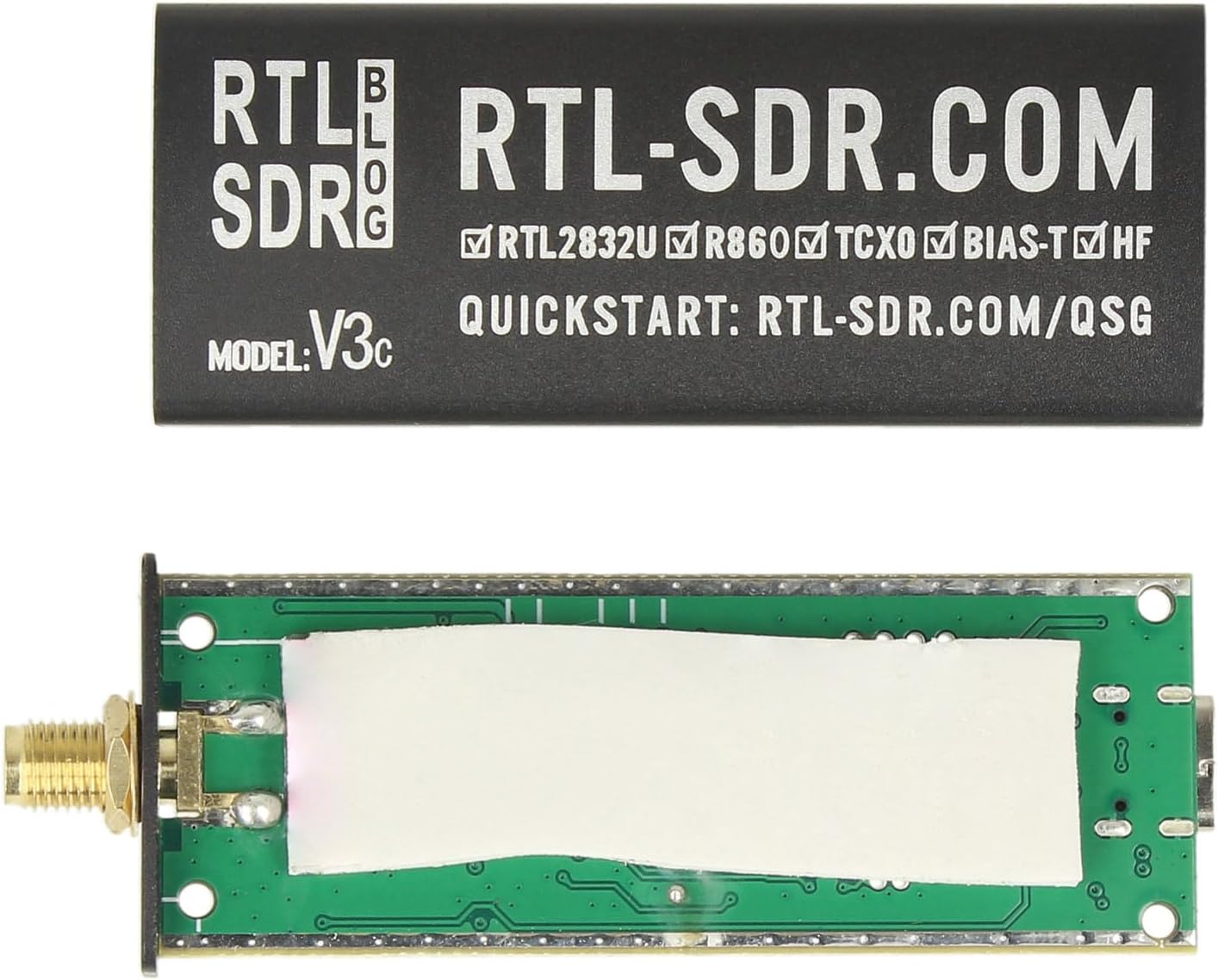 V3 R860 RTL2832U 1PPM TCXO SMA Software Defined Radio (Dongle Only) (Black) (USB-C)