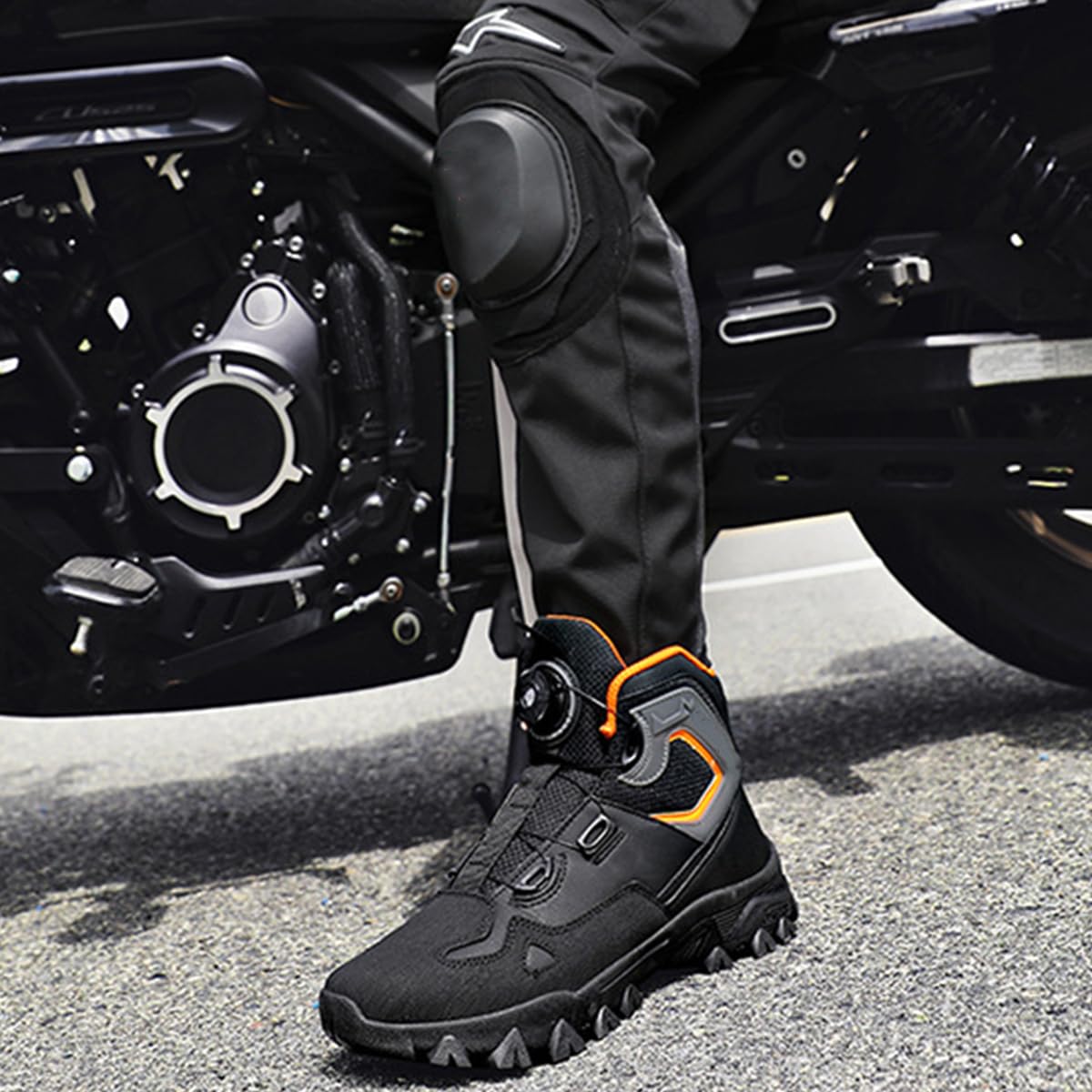 Stivali da Moto Uomo Sneakers Motociclista | Scarpe da Equitazione Stradale, Supporto alla Caviglia, Rinforzo Cambio, Lunga durata, Traspirante Casual