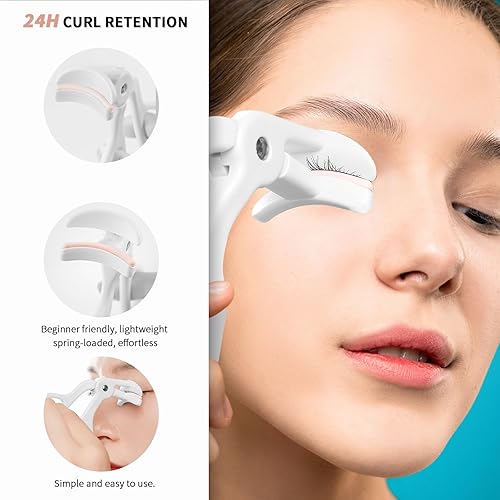 Miniatura 2 de Rizador de pestañas de 2 estilos, rizador de pestañas con 2 almohadillas de repuesto de silicona adicionales, logra rizos perfectos en 5 segundos,