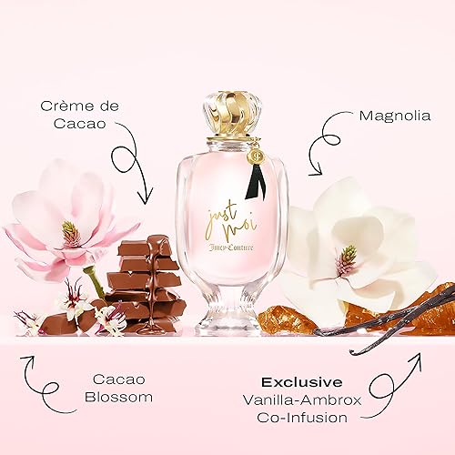 Miniatura 2 de Juicy Couture Just Moi Eau de Parfum en espray para mujer, perfume de vainilla ámbar con flor de cacao, magnolia y almizcle, aroma de larga duración