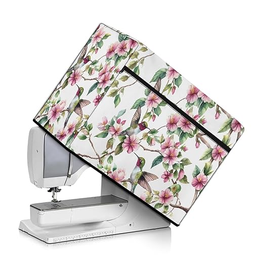 Eheartsgir Hummingbird Sewing Machine Dustproof Cover with Pocket Universal for Most Singer and Brother Sewing Machine Not Easy to Fade Bag