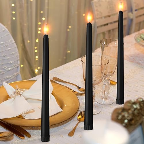 Miniatura 4 de Macarrie Paquete de 24 velas cónicas sin llama, funcionan con pilas, velas falsas de 11 pulgadas de largo, velas LED sin llama, parpadeantes,