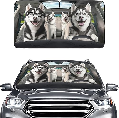 Miniatura 47 de GENANY Divertido parasol para parabrisas para sedán, SUV, camión (55 x 29 pulgadas), parasol de automóvil, bloquea los rayos UV, accesorios