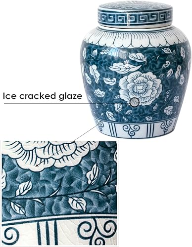 Miniatura 6 de Dahlia Bote de té de porcelana azul y blanco para té suelto, hermético Jingdezhen Tea Caddy, peonía 250 ML