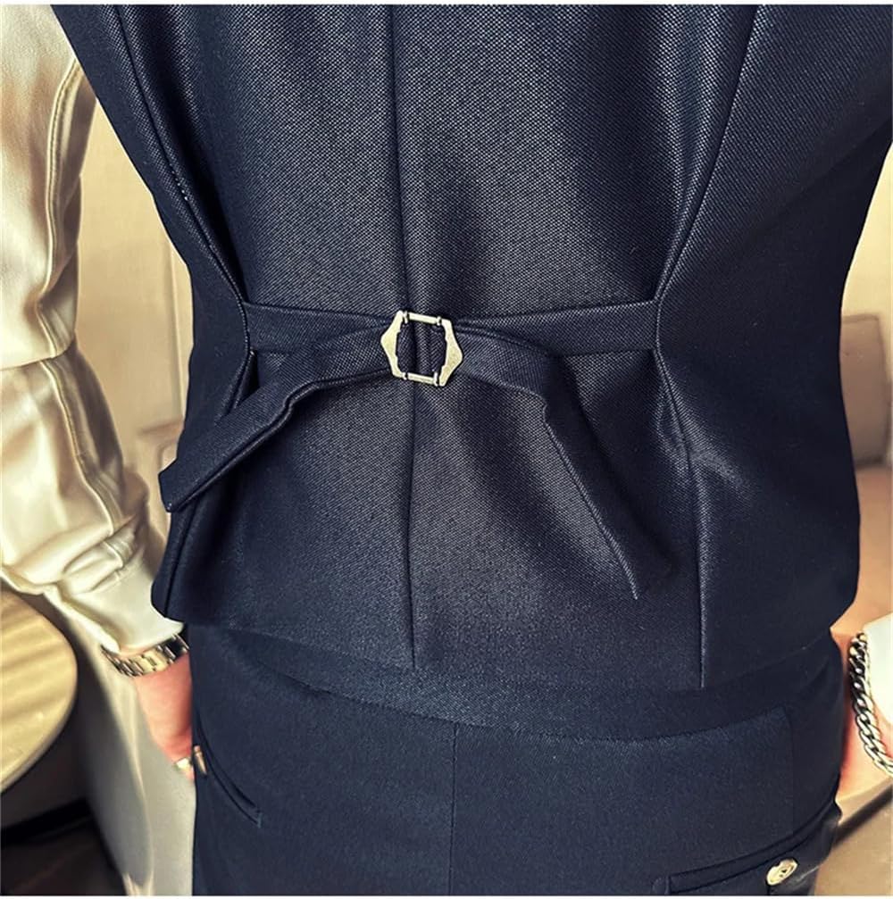 Dvbfufv Mens Dress Vests Men Casual Slim Fit Suit Vest Double Breasted Waistcoat Mens Formal Business Jacket