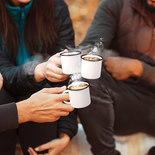 Miniatura 5 de Yinder 12 tazas de café esmaltadas de 5 onzas, tazas de café esmaltadas, tazas de fogata portátiles a granel, tazas de café expreso con asa para té,