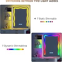 Vista 3 de RGB Escritorio de Maquillaje con Estación de Carga Inalámbrica, Mesa de Tocador con 7 Luces Dinámicas y 7 Estáticas Atenuables con Parte Superior