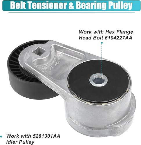 Miniatura 6 de X AUTOHAUX Conjunto automático de polea tensor de correa para Dodge Charger Journey para Ram 1500 C/V para Jeep para Chrysler 200 300 para VW NO.